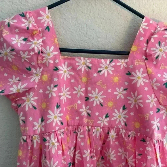 Barbie Floral Cotton Puff Sleeve Dress Size Large (10-12) Daisy Sunshine NWT - Picture 5 of 7